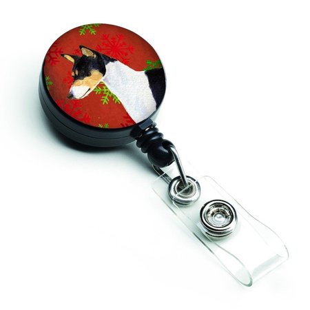 TEACHERS AID Basenji Red & Green Snowflakes Holiday Christmas Retractable Badge Reel TE750433